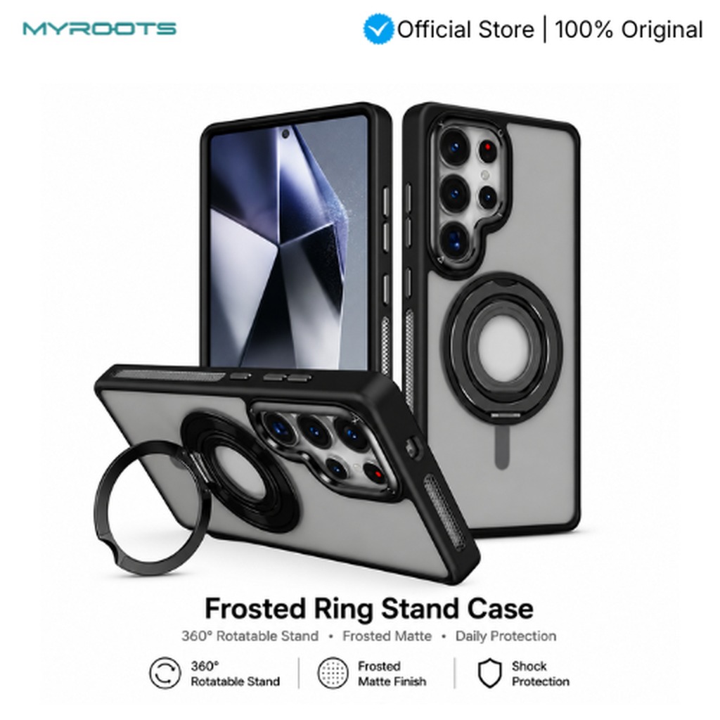 Myroots Zyra Ring 360 Case For Samsung S25 S24 S23 S22 Ultra Casing Magsafe Stand Standing