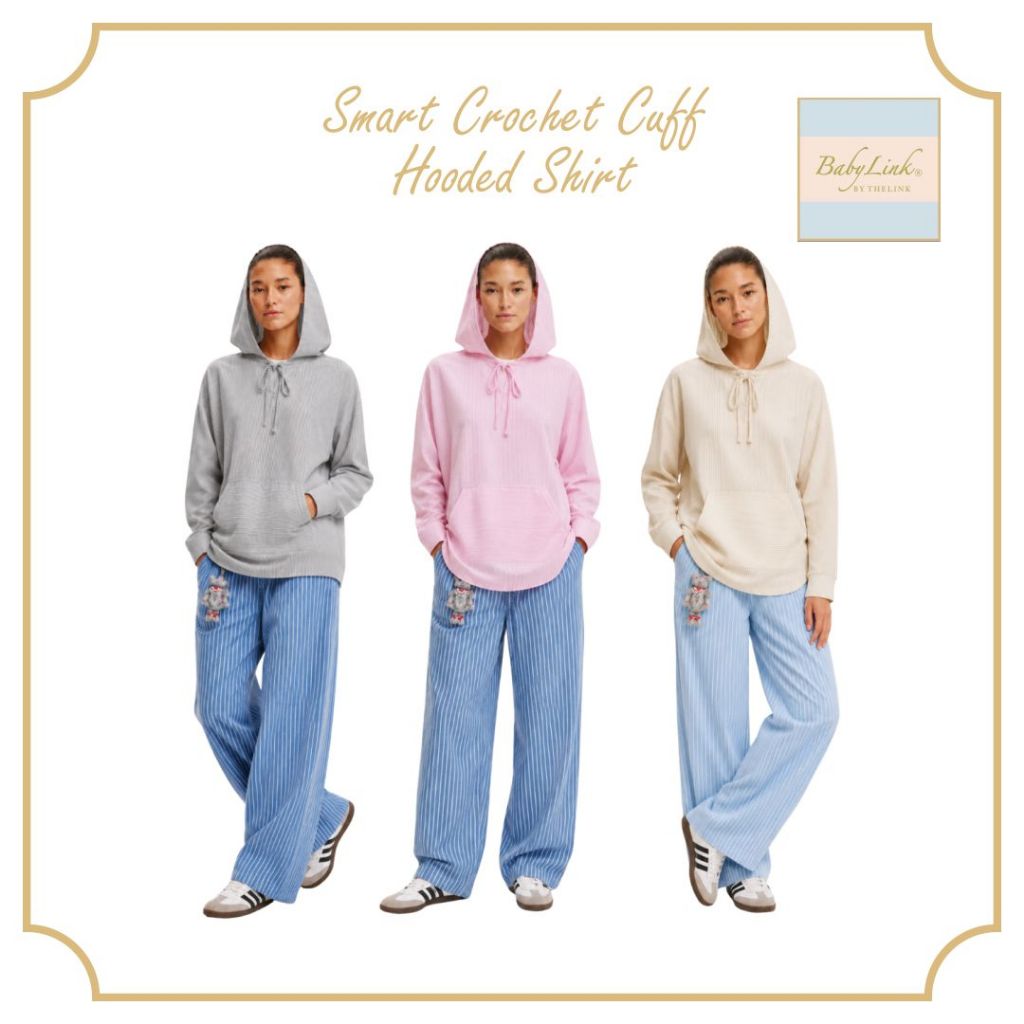 SMART CROCHET CUFF HOODED SHIRT