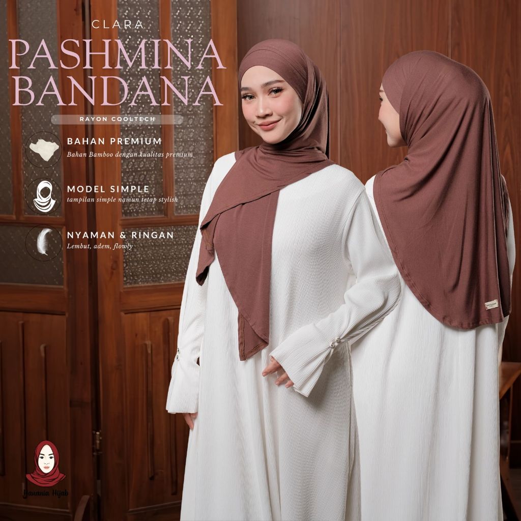 Hanania Hijab - Clara Instan Bandana Rayon Bamboo | Pashmina Instan Oval Bandana Bahan Rayon Bamboo 