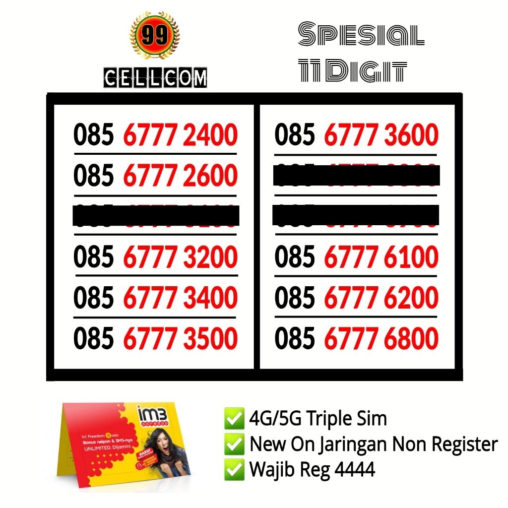 Nomor Cantik Indosat 11 Digit Kartu Perdana Indosat Oredoo 11 Angka