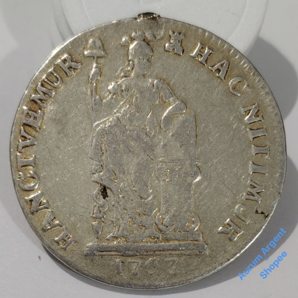 G.9-- 1 PC KOIN PERAK KUNO ASLI GULDEN DEWI PALLAS TH 1763. -- SILVER COIN --