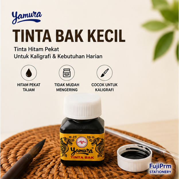 Yamura Tinta Bak Kecil Original | Tinta Cina Kaligrafi Hitam Pekat | Tinta Kaligrafi Drawing Pen Kua