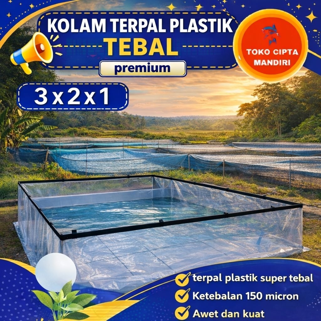 kolam terpal plastik 3x2x1 super tebal kolam terpal kolam terpal plastik kolam ikan