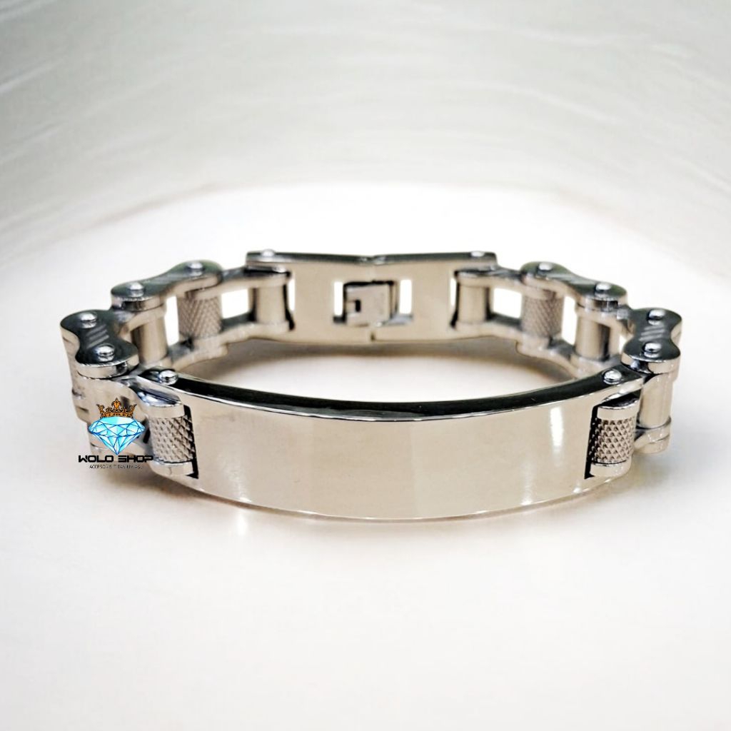 Gelang Rantai Titanium Pria Plat Polos Besar Anti Karat