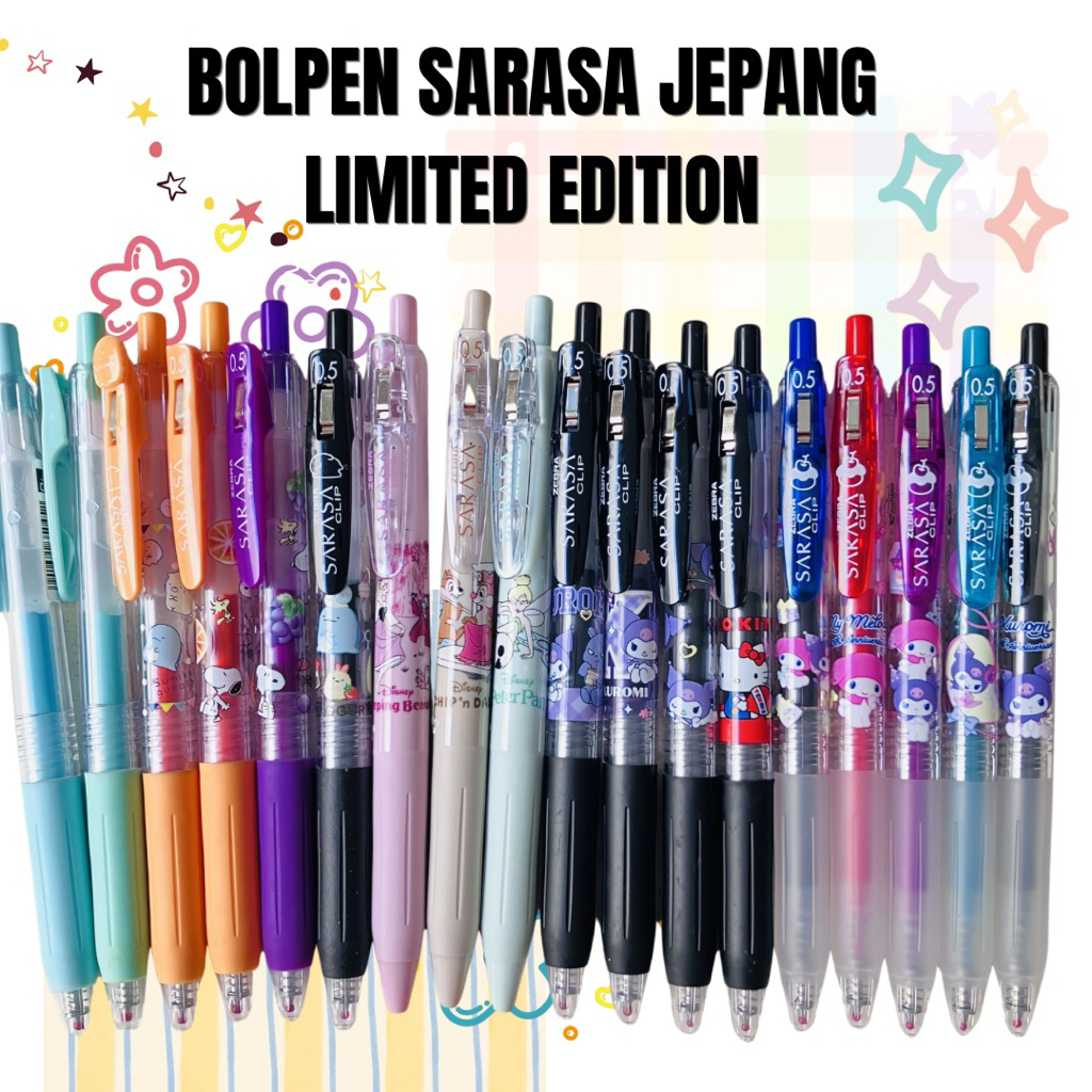 bolpen sarasa disney, sarasa sanrio, sarasa limited edition