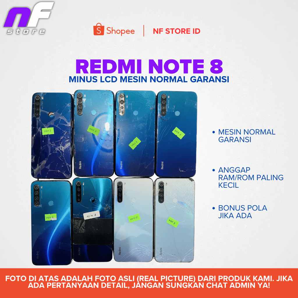 XIAOMI REDMI NOTE 8 - minus lcd, mesin normal garansi