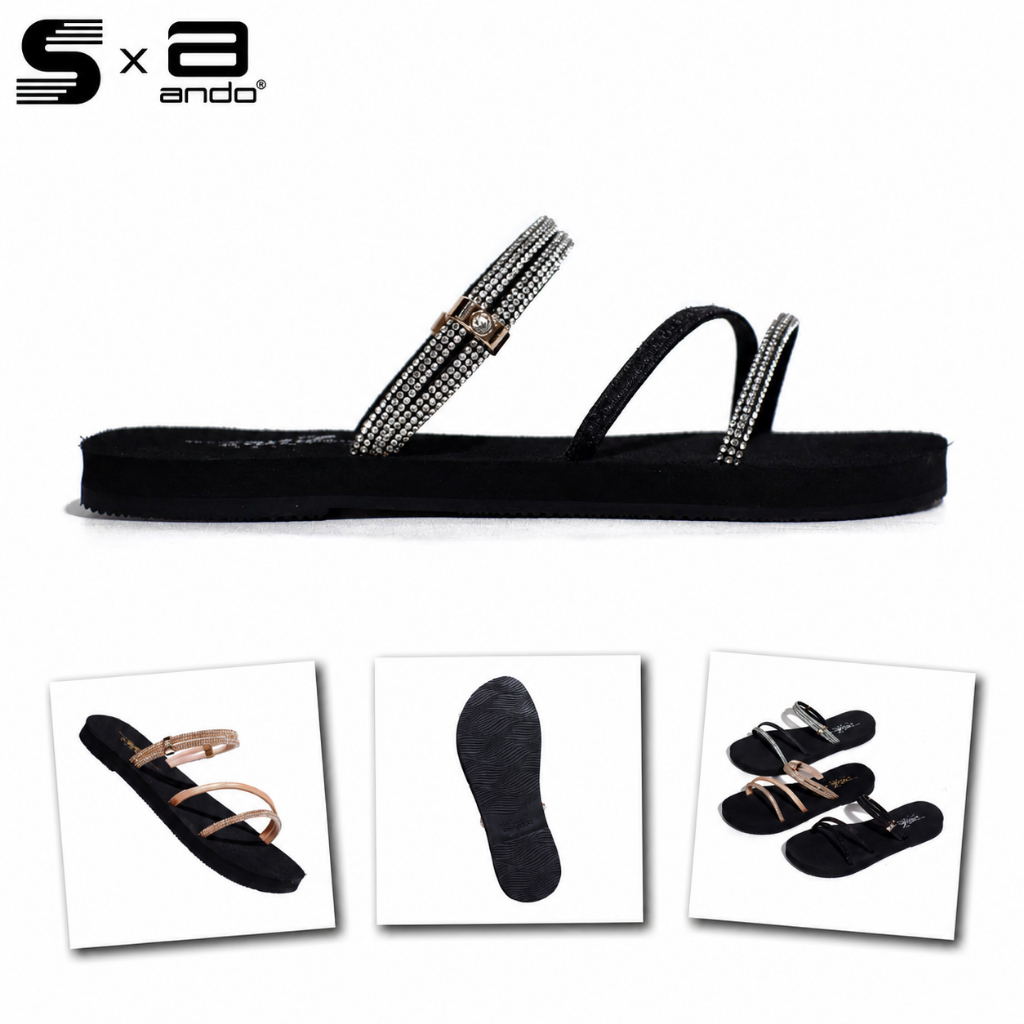 Soqqi x Ando Berliana Sandal Tali Wanita Selop Mutiara Original Sandal Cewek Slop Kekinian 36-40