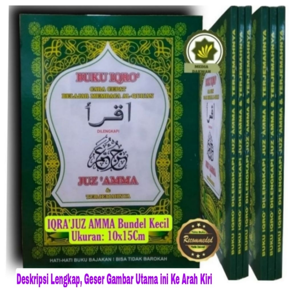 Buku IQRO' JUZ 'AMMA BUNDEL KECIL Kertas KORAN IQRA' Bendel Kecil Ringkas Jilid 1 - 6 Iqrok Cara Cep