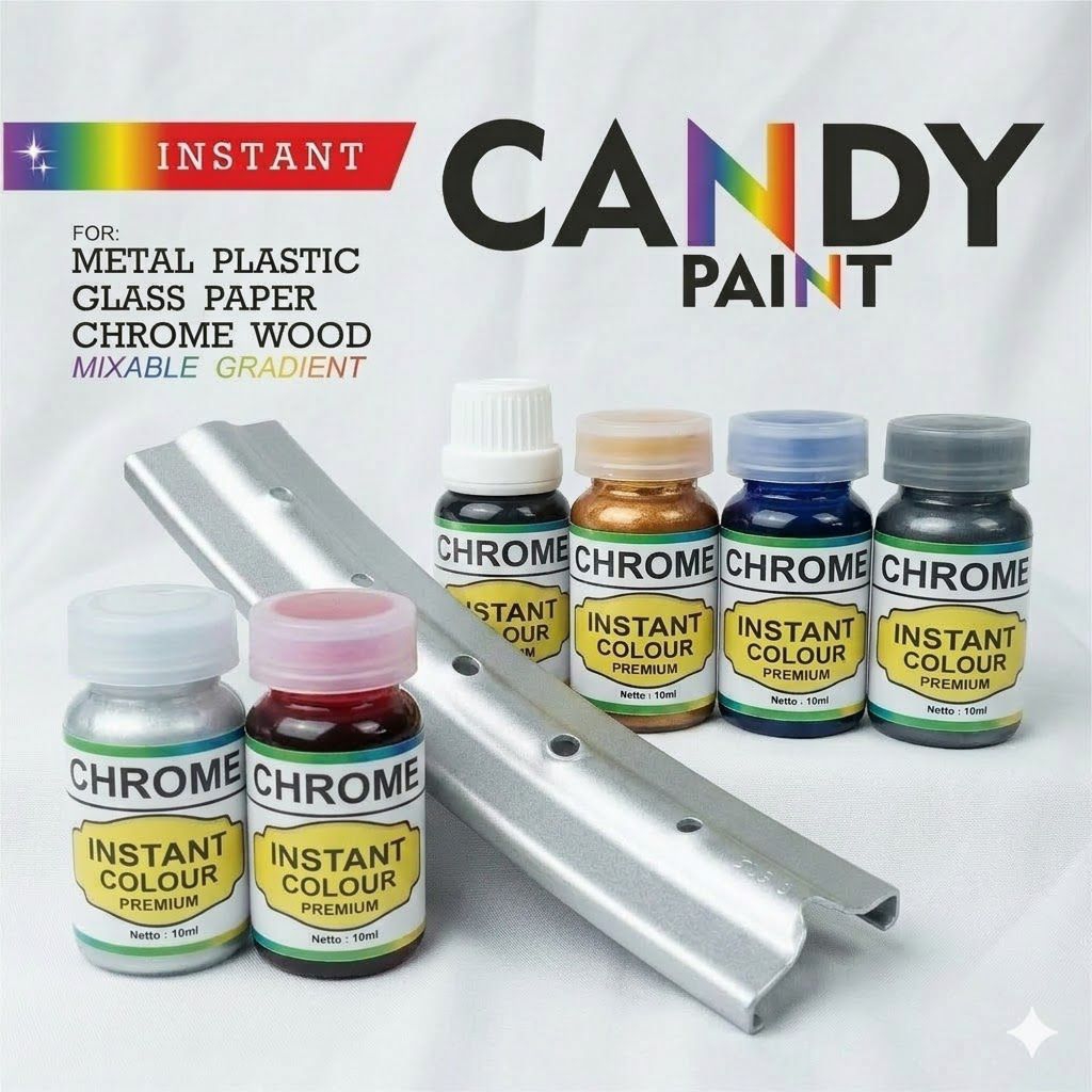 Cat Velg Silver Candy Chrome Paint Instan 10ml - Pewarna Logam Motor, Kendaraan, Besi, Alumunium, St