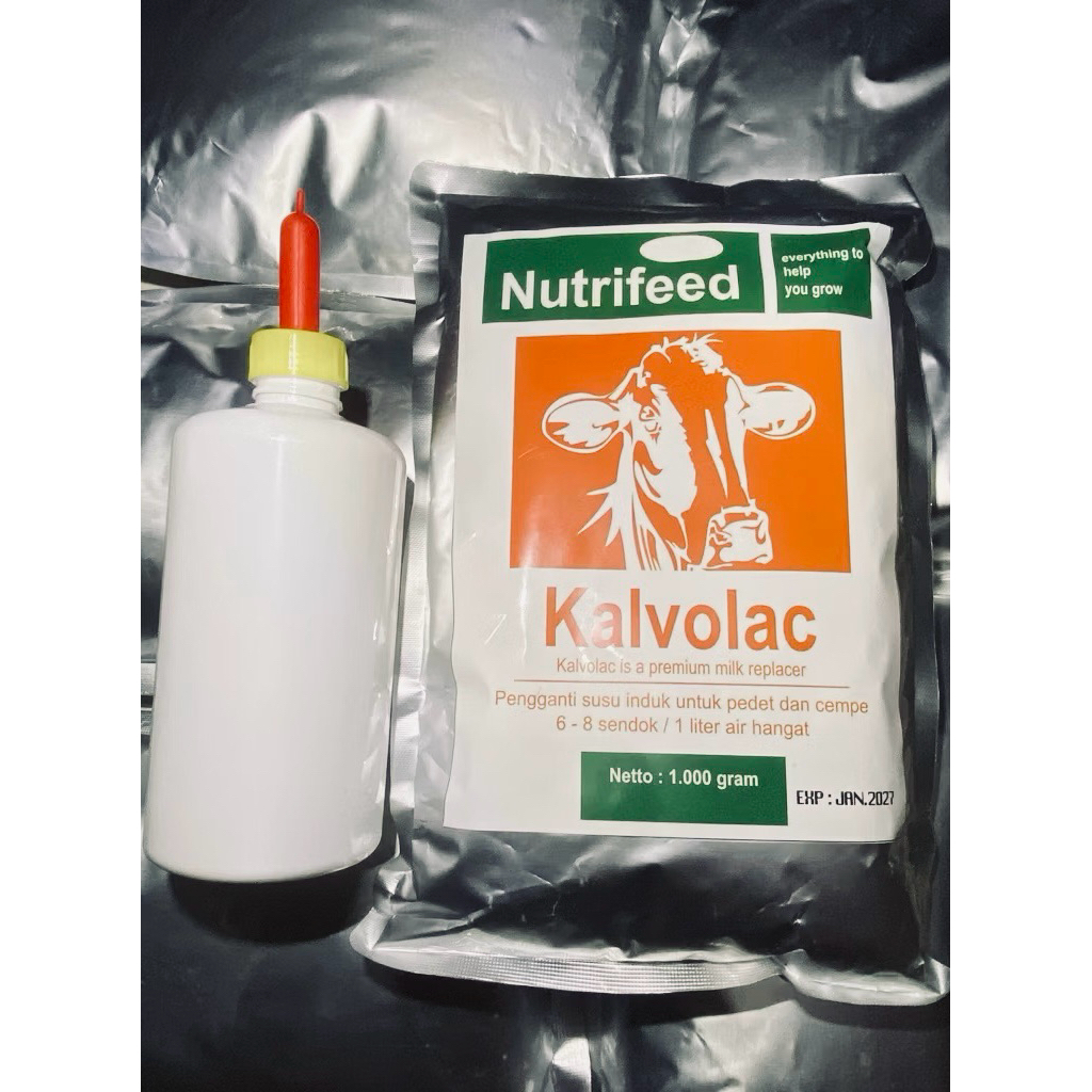 Susu KALVOLAC dan Dot Kemasan 1kg Susu Pengganti Induk untuk Sapi/Kambing dan Botol Dot 500ml