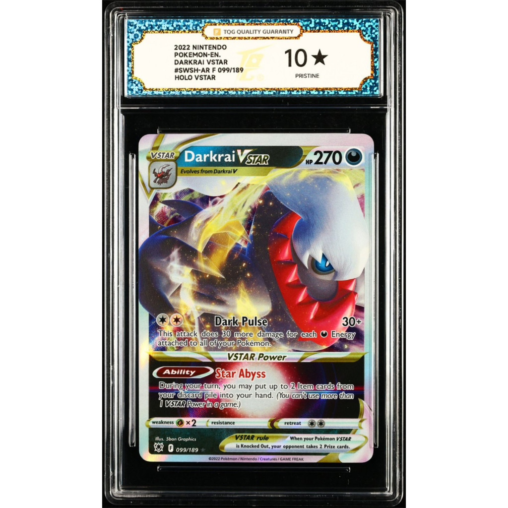 Kartu TCG Pokemon 2022 ENG Darkrai VSTAR 099/189 Holo Graded TQG 10 PRISTINE