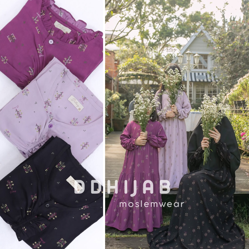 21) READY Ditsy Nightgown Motif : Reed Crow Black - Reed Iris Mist - Reed Plum - Ditsy Nightgown