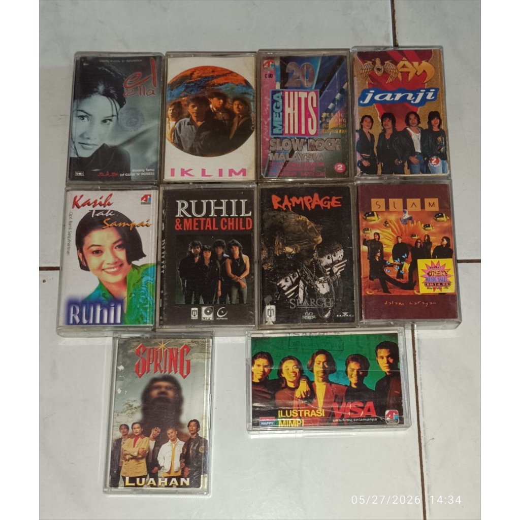kaset ELLA-El / IKLIM / 20 MEGA HITS SLOW ROCK MALAYSIA 2 / MAY-Janji / RUHIL-Kasih Tak Sampai / RUH