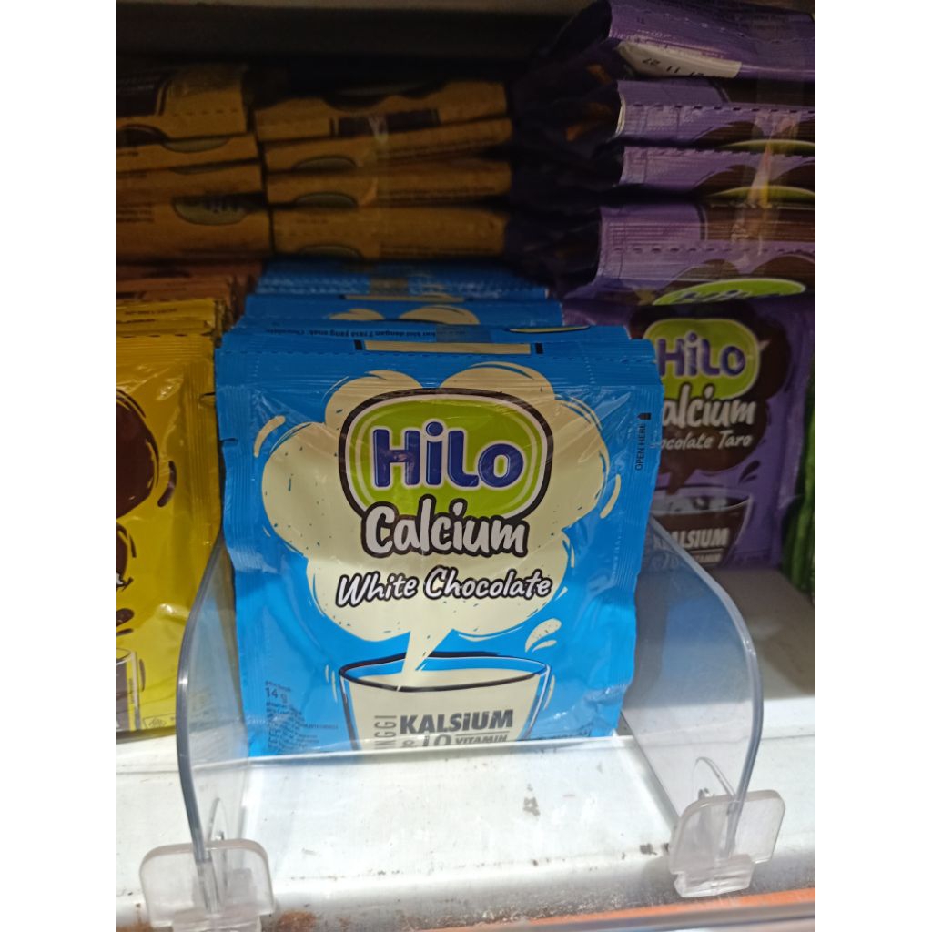 Hilo calsium white chocolate 140g banded isi 10 sachet @14g