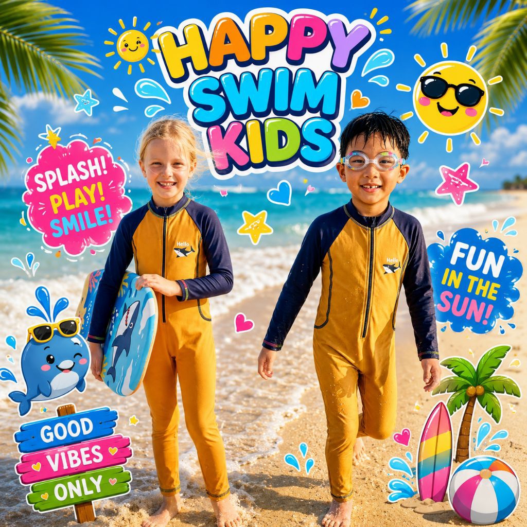 baju renang anak cowo/cewe panjang kuning kunyit premium