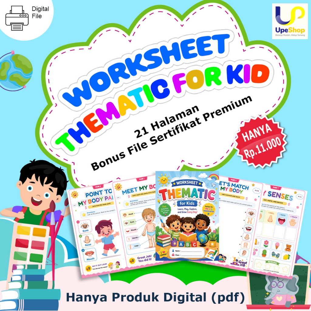 Worksheet Aktivitas Anak PAUD TK Printable