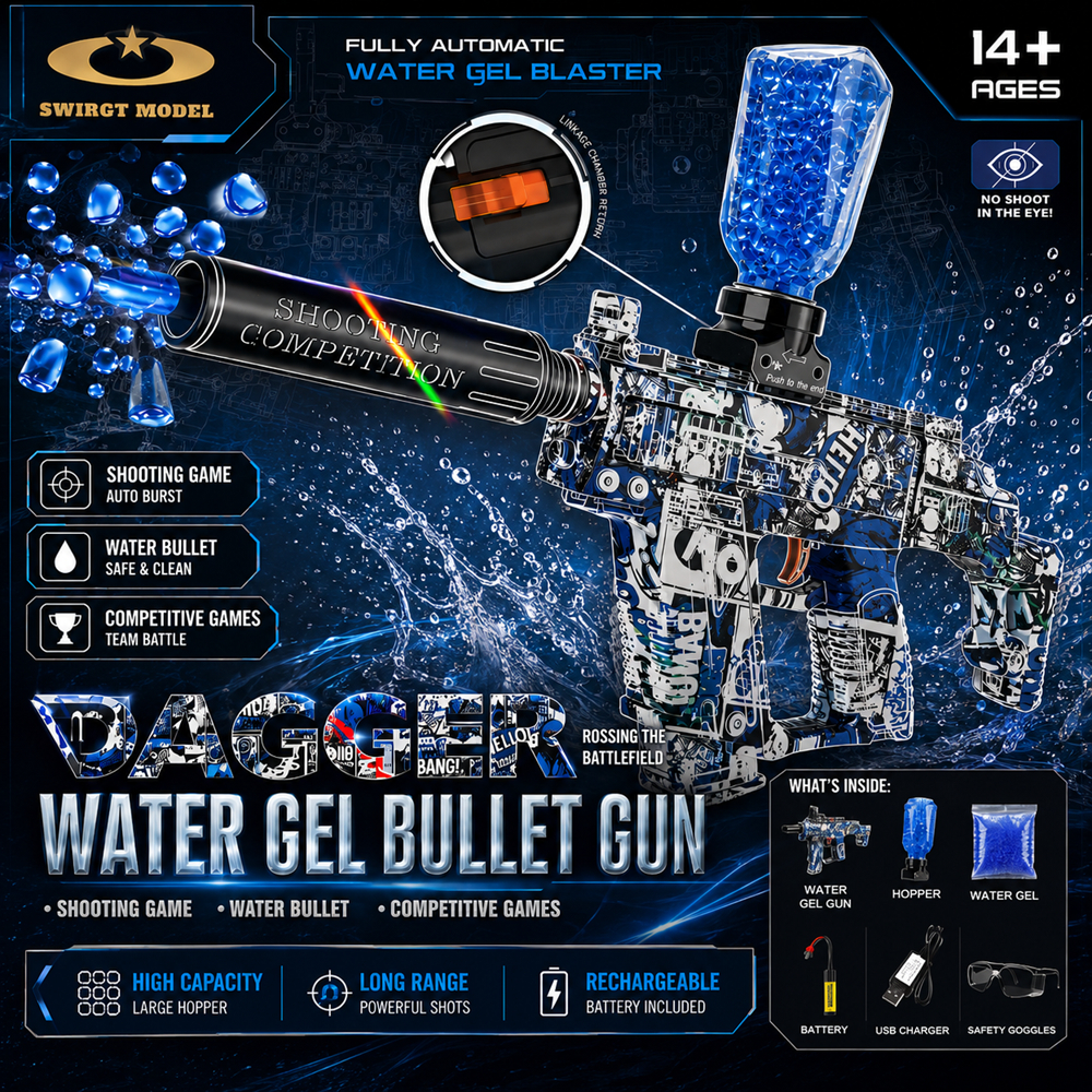 Mainan Jelly Gel Blaster Dagger Water Bullet Gun SMG Elektrik Otomatis Crystal Bullet Mainan Anak La