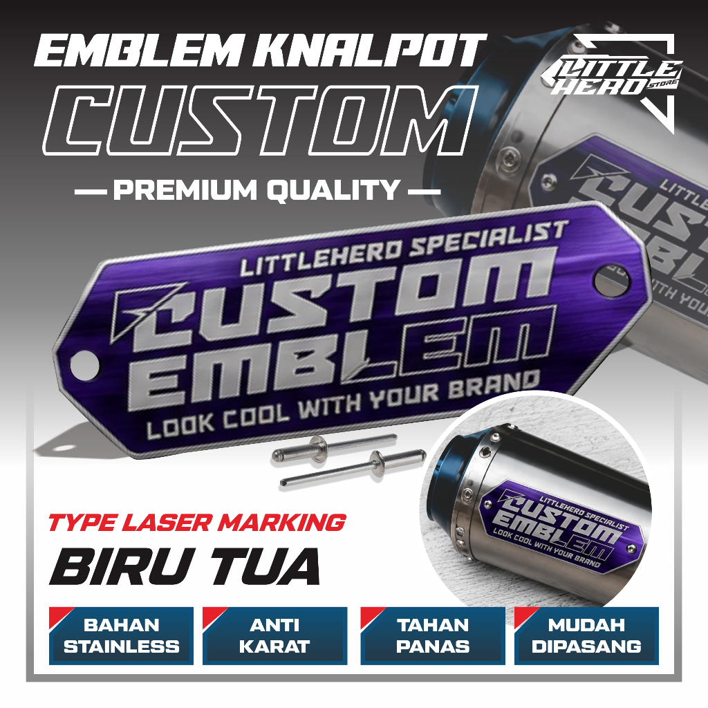 Emblem Knalpot Custom Biru