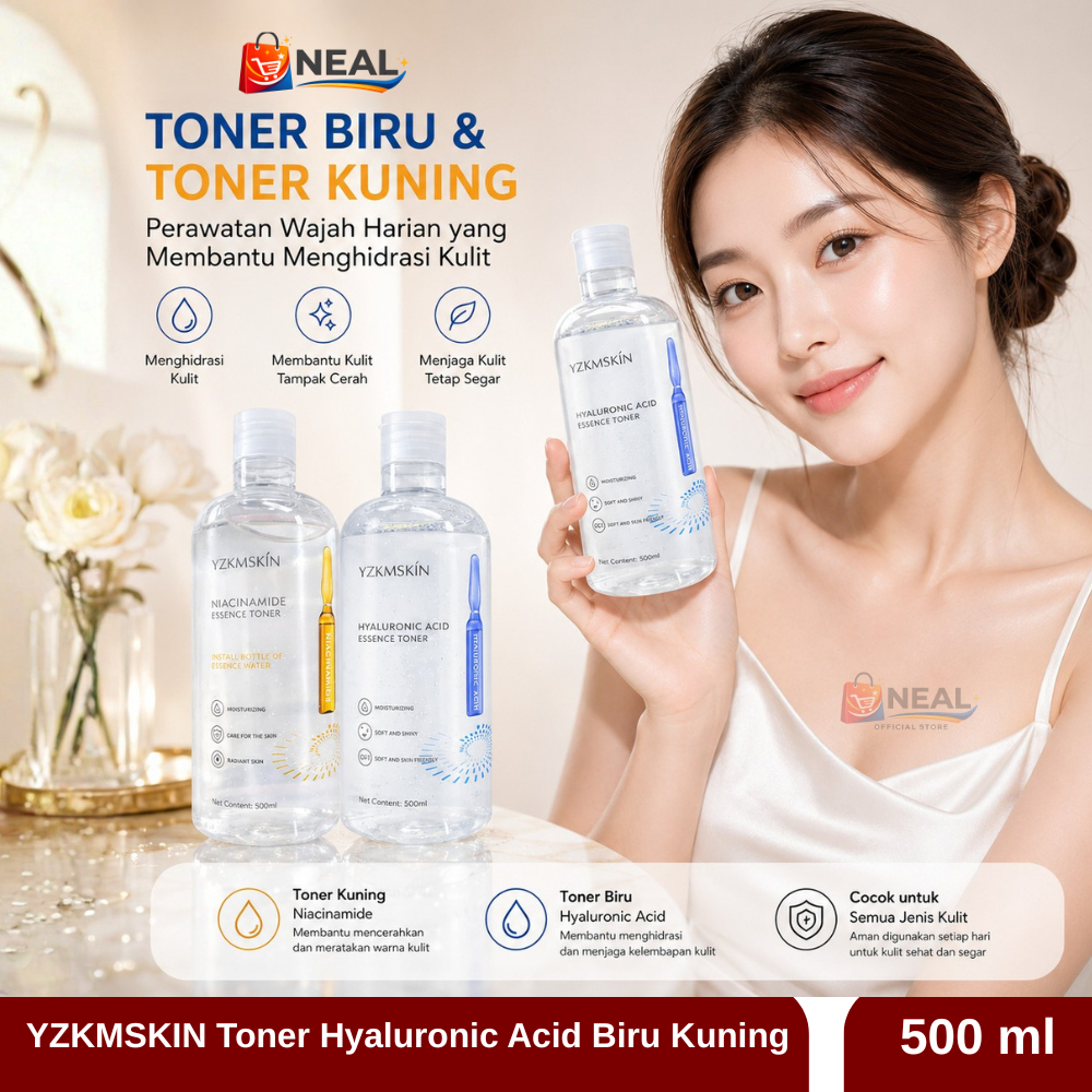 YZKMSKIN Toner Hyaluronic Acid Biru Kuning BPOM Essence Water Hydrating Brightening Toner Wajah - HY