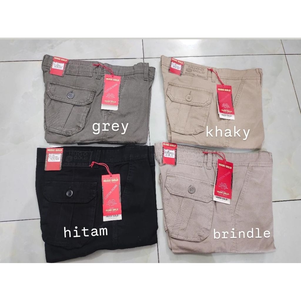 Pendek Cargo/Kempol Hugo Gold UK 28-32 , 4 Warna || 100%Original