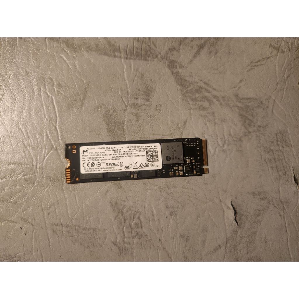 SSD NVMe M.2 Micron 1TB 1Tera 1024GB 96% Gen3 Second Bekas Normal Desktop PC Laptop AIO