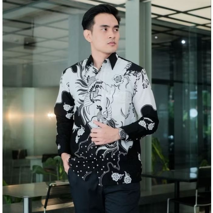 Baju Batik Pria Reguler LENGAN PANJANG Motif PEKSI Kain Katiun Lapisan Furing Baju Pesta Baju Kantor