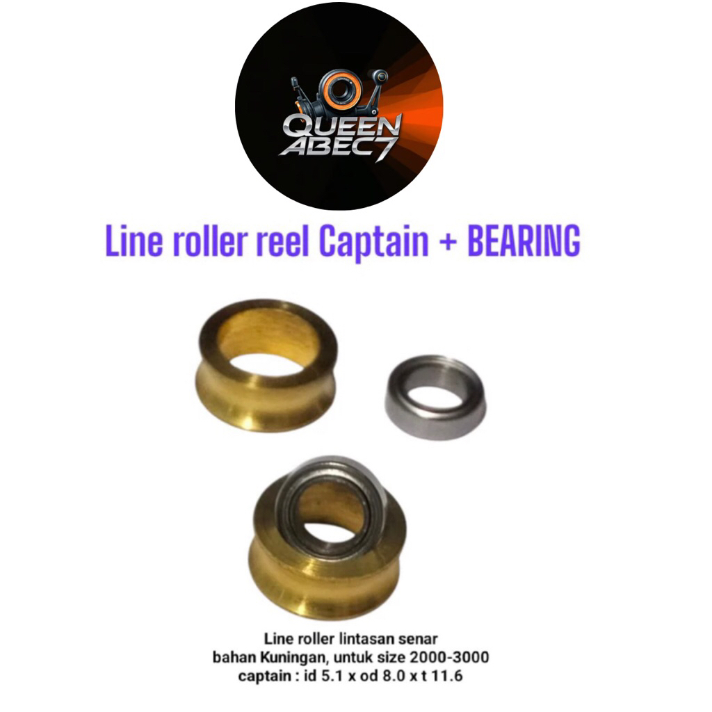 Line Roller Cptin/Roller Gold lintasan tali senar reel pancing + Bearing