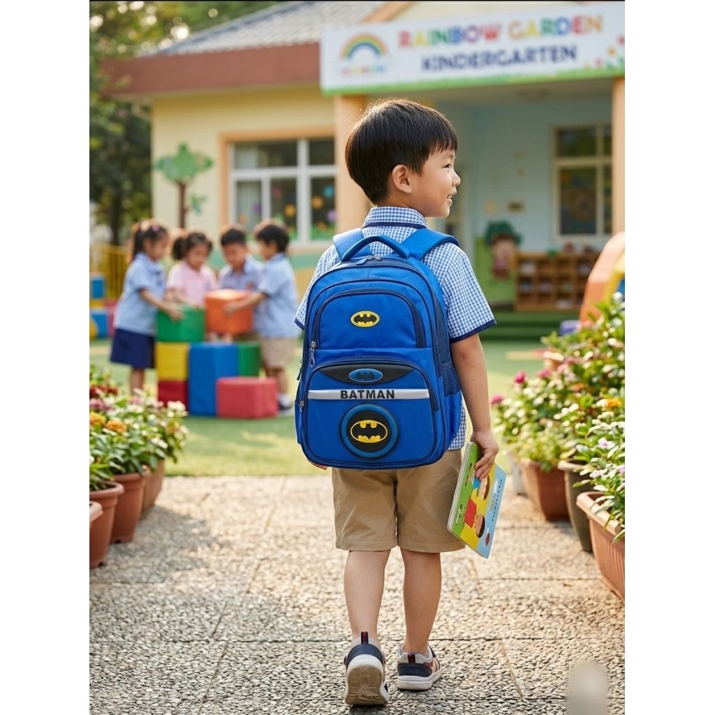 Italy Bags - Tas Ransel Anak Batman Alto Biru Import Sekolah TK SD