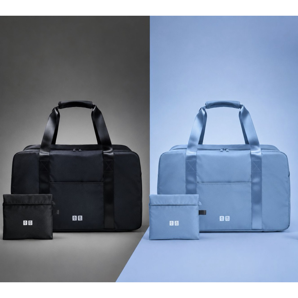 FOLDABLE BAG UNIQLO ORI (BLACK & DUSTY BLUE)
