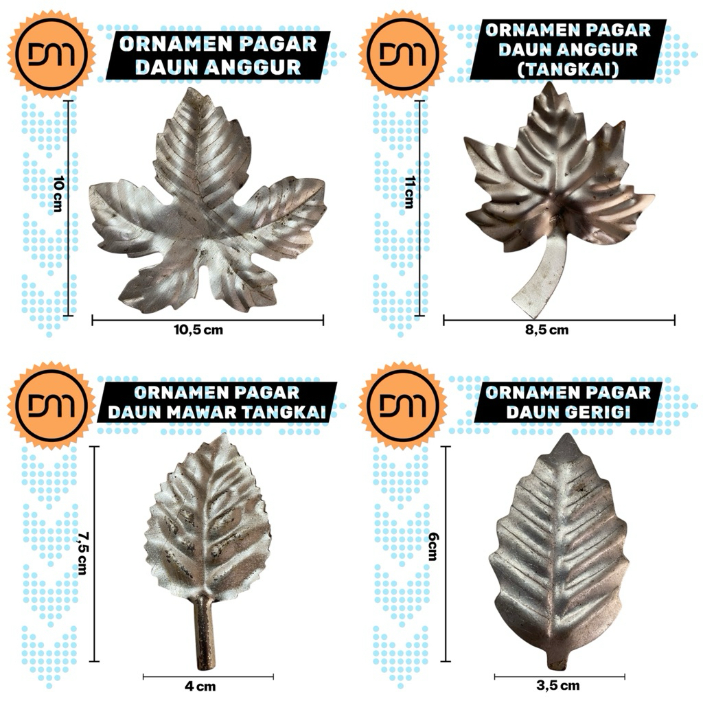 DM - Ornamen pagar besi / Ornamen pagar besi motif daun bunga / Ornamen aksesoris pagar besi / Ornam