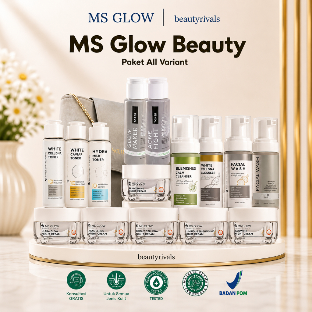 MS GLOW All Produk Paket Wajah Free Pouch Original