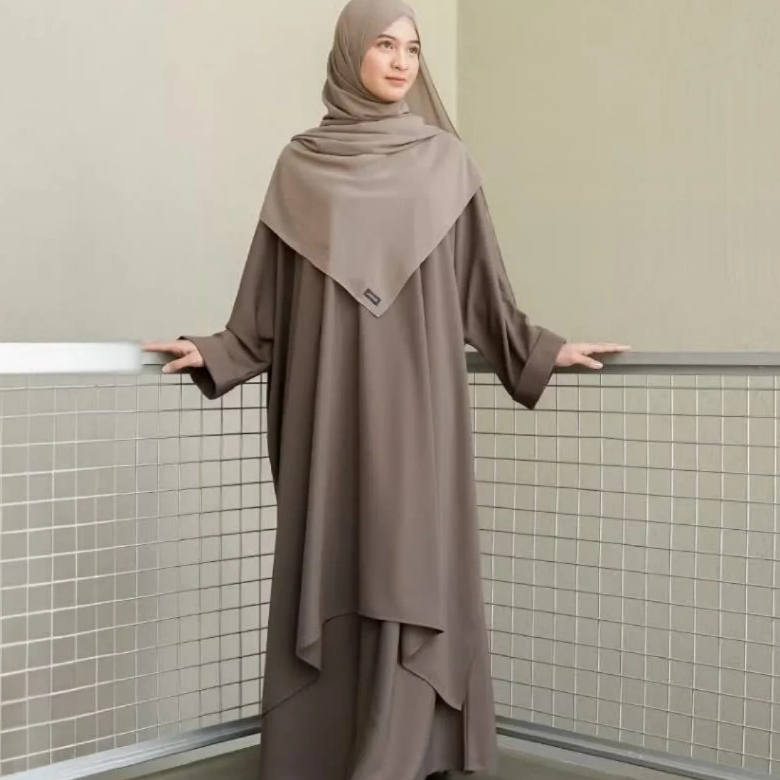 Sadiyah Dress One Set Tunic Oversize & Rok Melayu Wanita Muslim Abaya Set Premium GSO