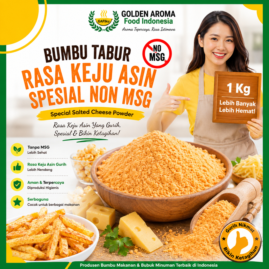 Bumbu Tabur Rasa Keju Asin Spesial Non MSG 1 Kg Jual Bubuk Tabur Special Salted Cheese No MSG GAFI