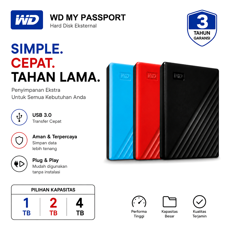 WESTERN DIGITAL My Passport USB3.0 Portable 1TB/2TB/4TB USB 3.0 HDD External Hard Disk HDD FOR LAPTO