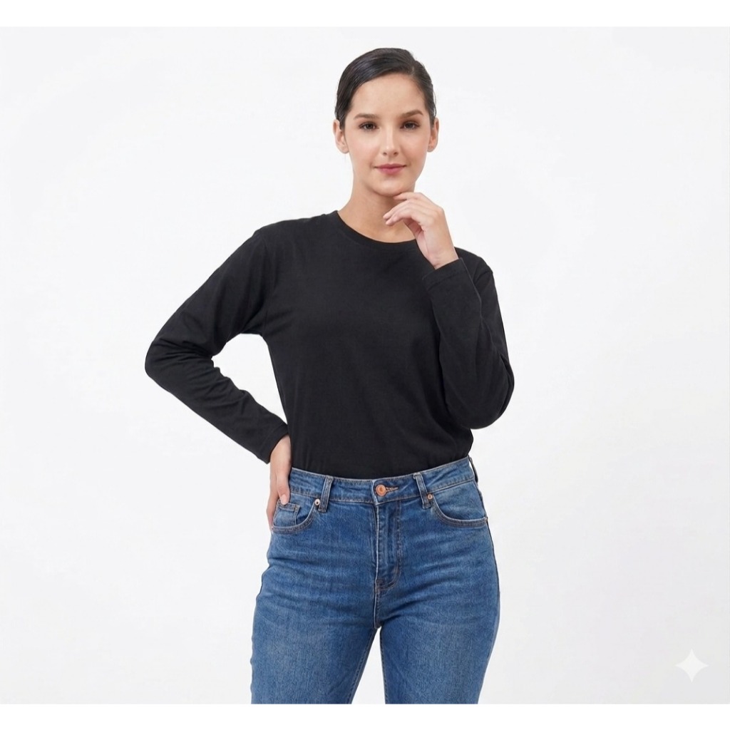 Kaos Polos Navy Panjang Wanita - Kaos Polos Panjang Navy - Kaos Oblong Polos - Kaos Polos Hijab