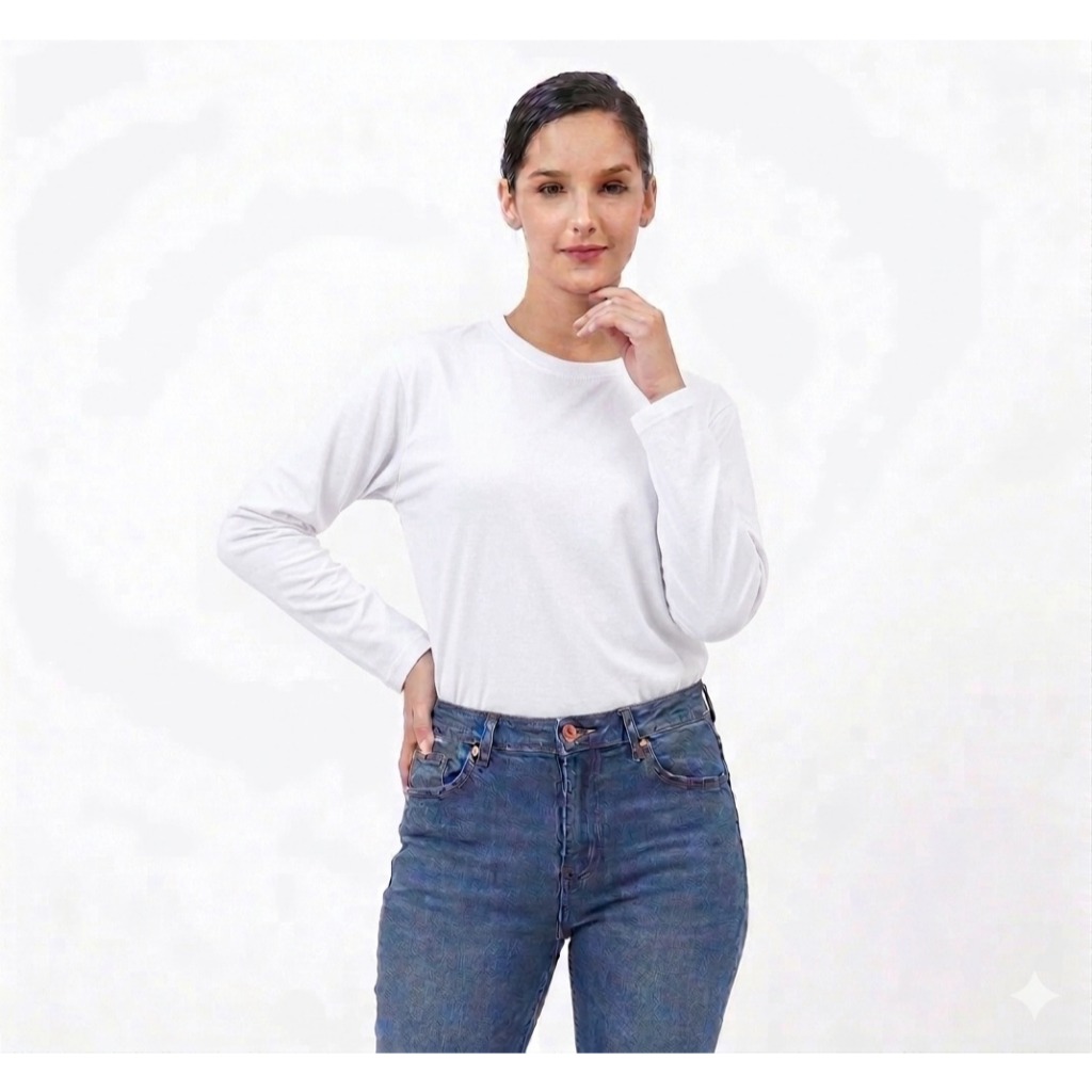 Kaos polos PANJANG wanita PUTIH / oblong cewek lengan panjang / kaos hijab / winstar polos - KAOS PO