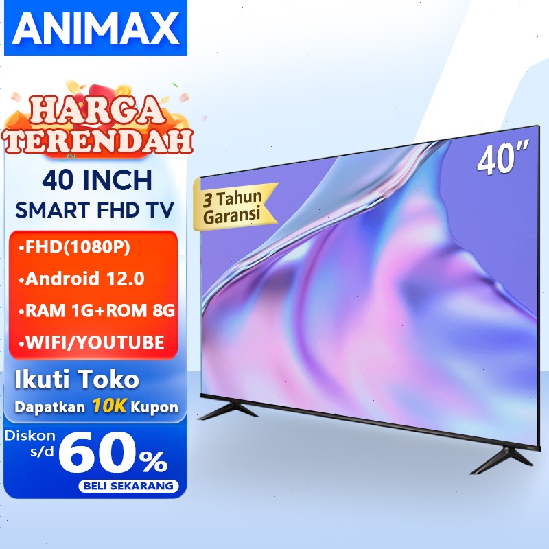 Animax Sakura Android 32/40/43 inch TV Smart LED 43 Inch FHD TV Digital TV Android 12.0 WIFI-WEB Bro