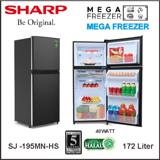 Lemari es Kulkas 2 Pintu Sharp SJ-195MN -HS & SJ-236MN HS 205L No Frost Bogor