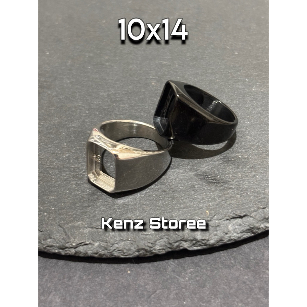 Emban Ring Cincin 10x14 Model Polos Hitam Dan Silver