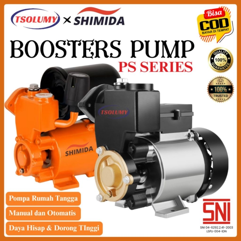Tsolumy X Shimida Pompa Air PS-150 Manual/ PS - 220F Otomatis Pompa Booster Rumah Tangga Toren - PS-
