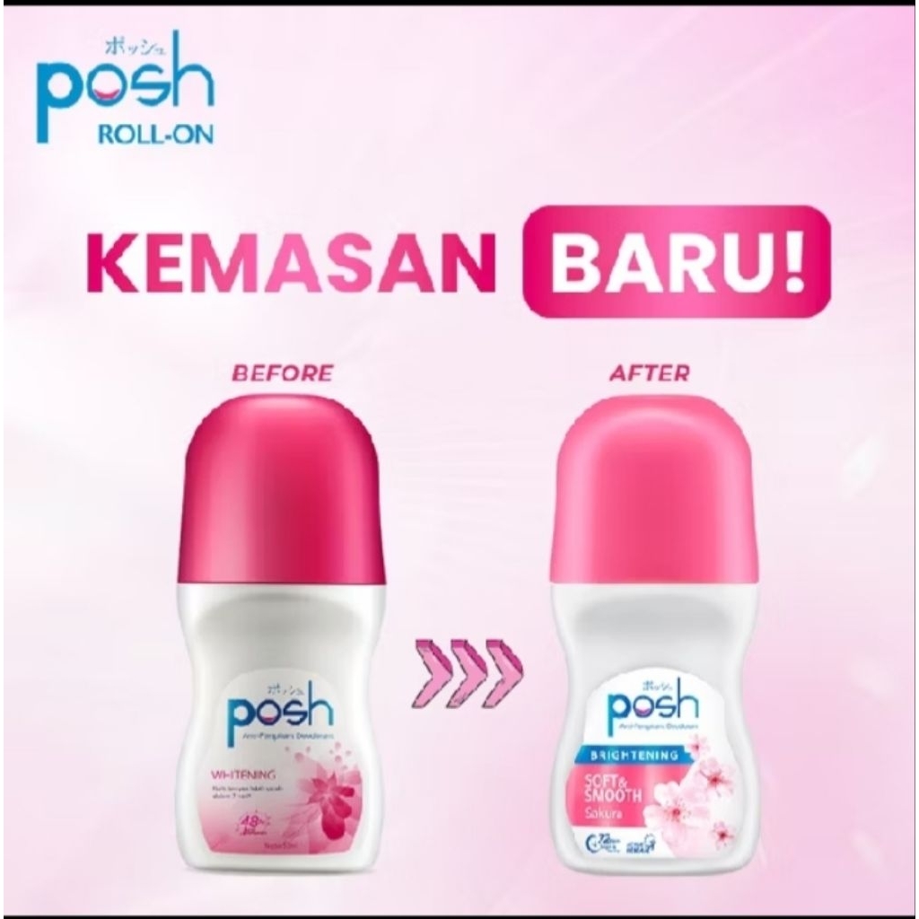 Posh Roll On Deodoran Whitening Botol 50 ml x2