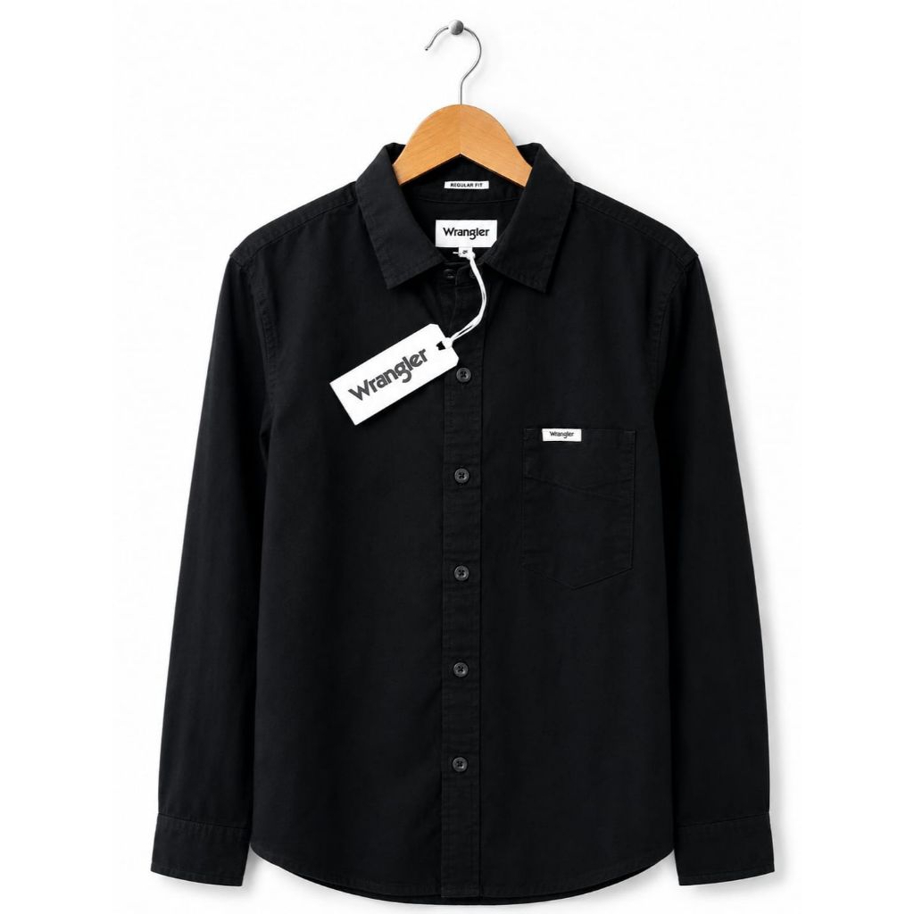 Kemeja Lengan Panjang Wrangler Original Warna Hitam Size L