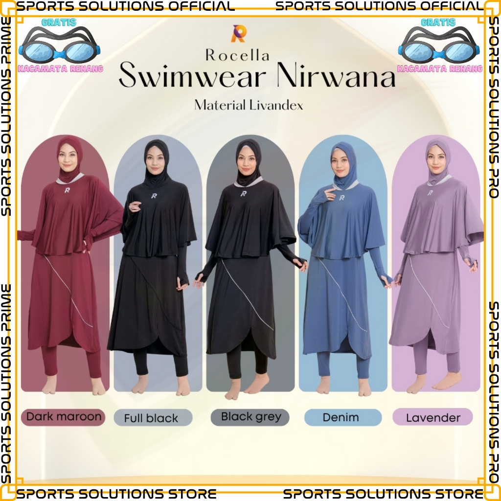 BAJU RENANG MUSLIMAH - BAJU RENANG WANITA MUSLIM - BAJU RENANG MUSLIMAH HIJAB - BAJU RENANG DEWASA M