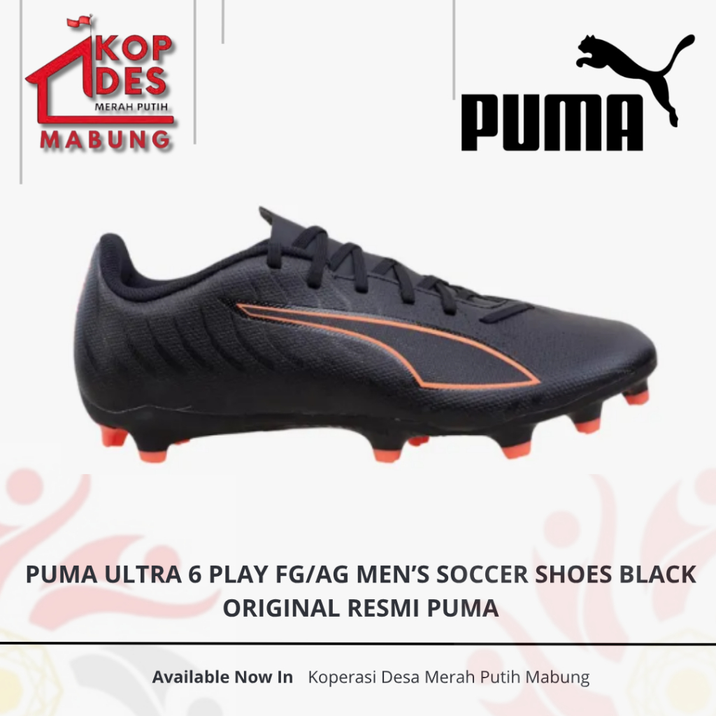 Sepatu Sepakbola Pria Puma Ultra 6 Play FG/AG Black - Original