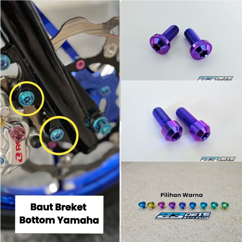 Baut Titanium Original 2pcs Untuk Breket Kaliper Bottom Shock Fiz R /Jupiter / 125z / Mio / Rx King 