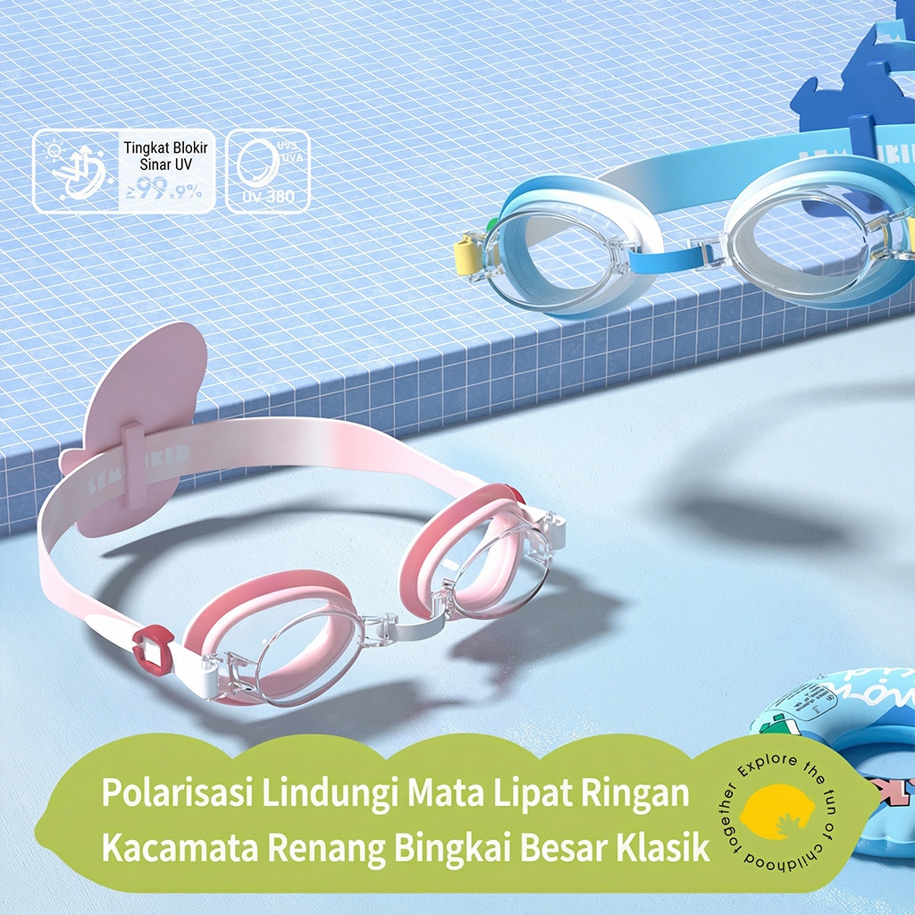 Kacamata Renang Anak Anti Fog Adjustable Nose Bridge Kartun Lucu SGS Certified Kids Swimming Goggles