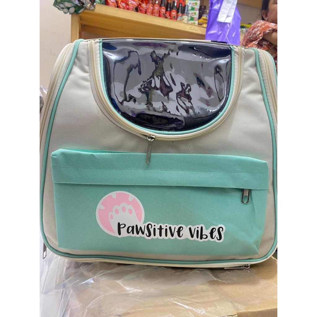 Tas Ransel Hewan Peliharaan CAT Transparan Hijau dengan Ventilasi dan Kapasitas Besar