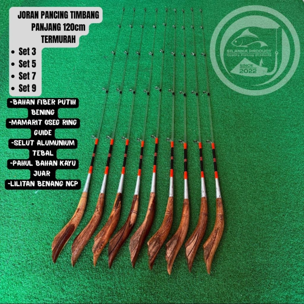 Joran pancing/joran timbang panjang  120cm fiber bening set 3,5,7 dan 9