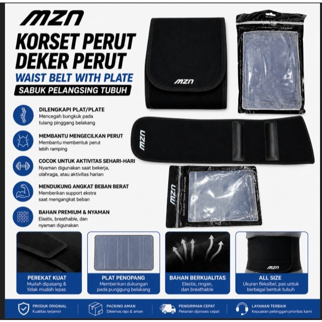 Sabuk Pelangsing MIZUNO Magnet - Deker Perut - Magnetic Belt KORSET MZN Dengan Magnet