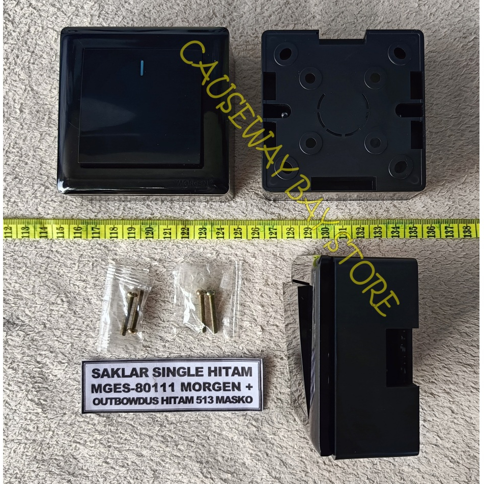 SAKLAR,STOP KONTAK MGES-8 HITAM + OUTBOW DUS 513 HITAM MASKO